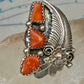 Vintage Sterling Silver Signed D Daniel Benally Navajo Red Coral Flower Ring Size 6.50 925