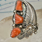 Vintage Sterling Silver Signed D Daniel Benally Navajo Red Coral Flower Ring Size 6.50 925