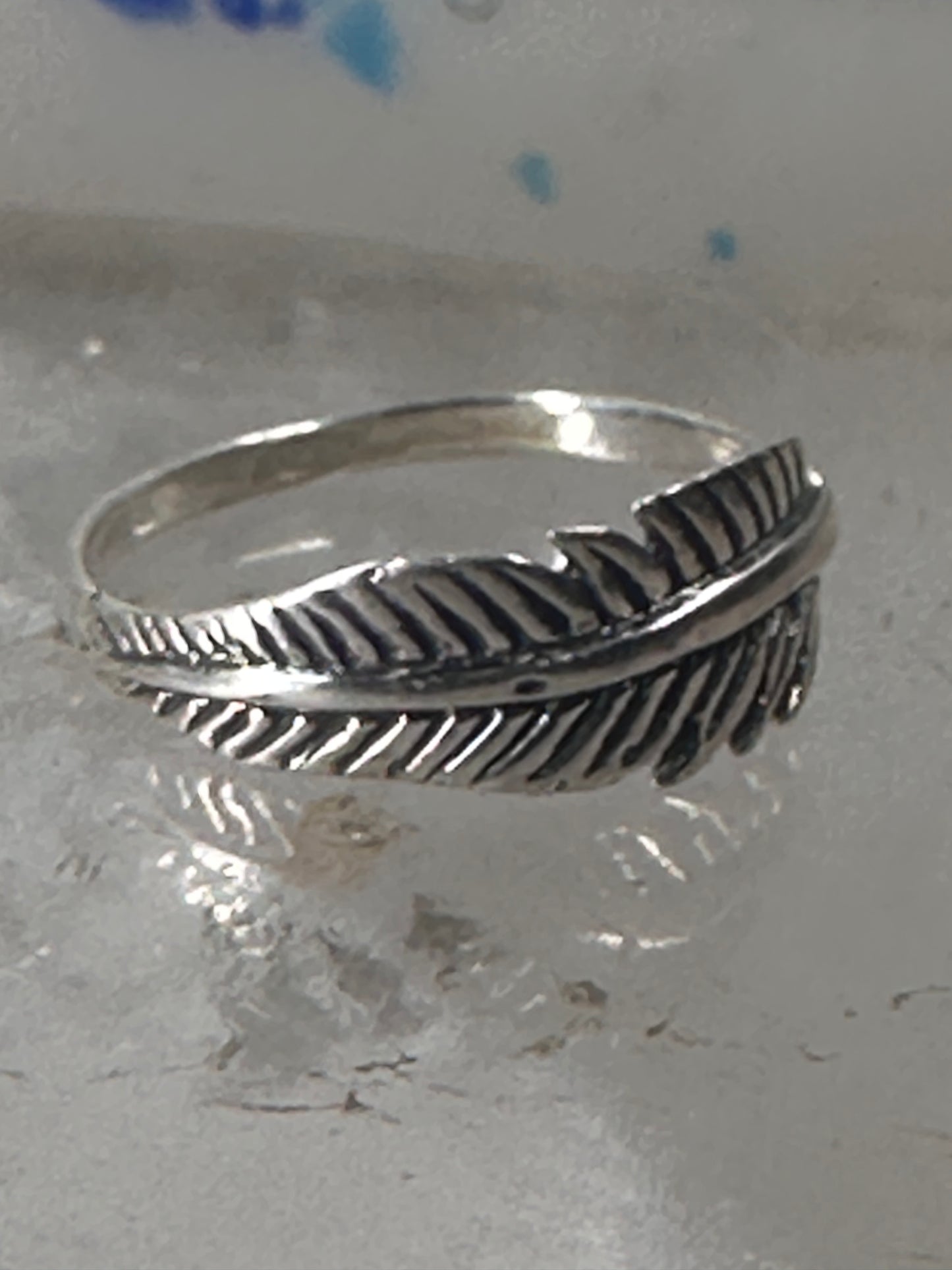 Feather ring feather stacker band size 7.50 sterling silver women girls