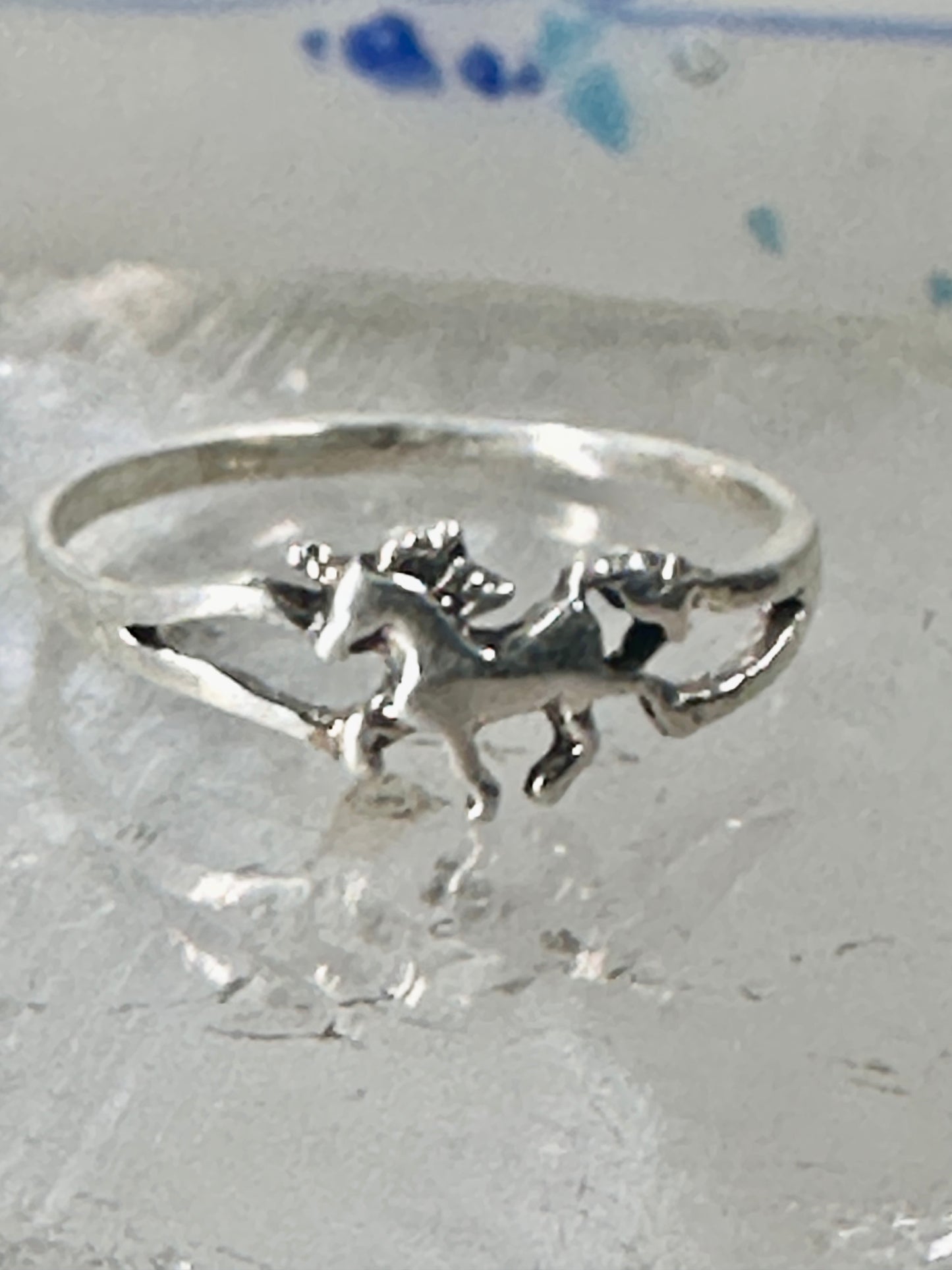 Unicorn ring  horse stacker band size 9 sterling silver women girls