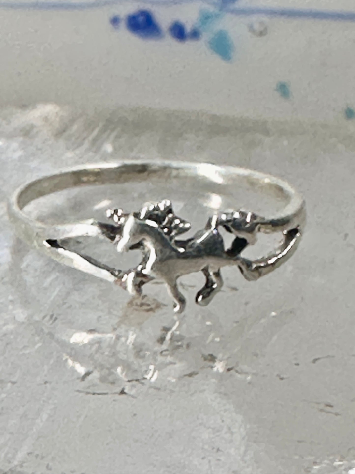 Unicorn ring  horse stacker band size 9 sterling silver women girls