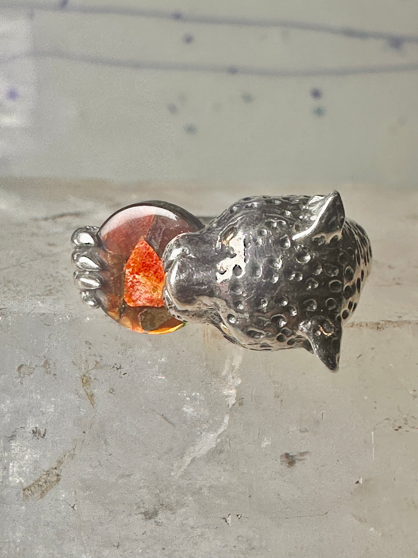 Tiger ring size 8 Sonia Bitton holding stone sterling silver women men signed SB