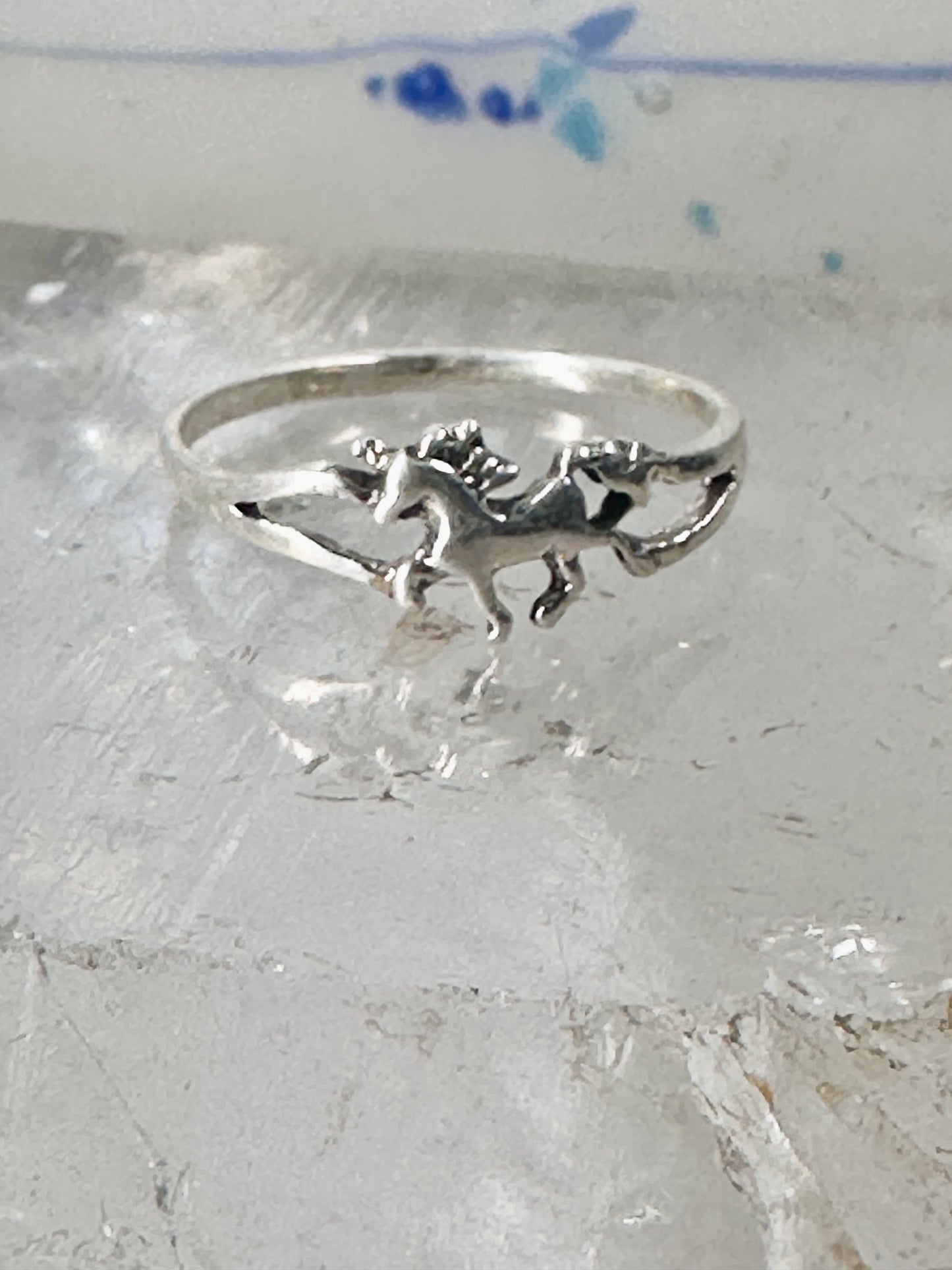 Unicorn ring  horse stacker band size 9 sterling silver women girls