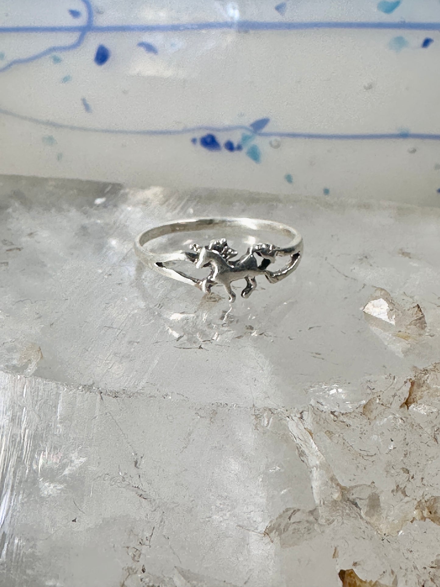 Unicorn ring  horse stacker band size 9 sterling silver women girls