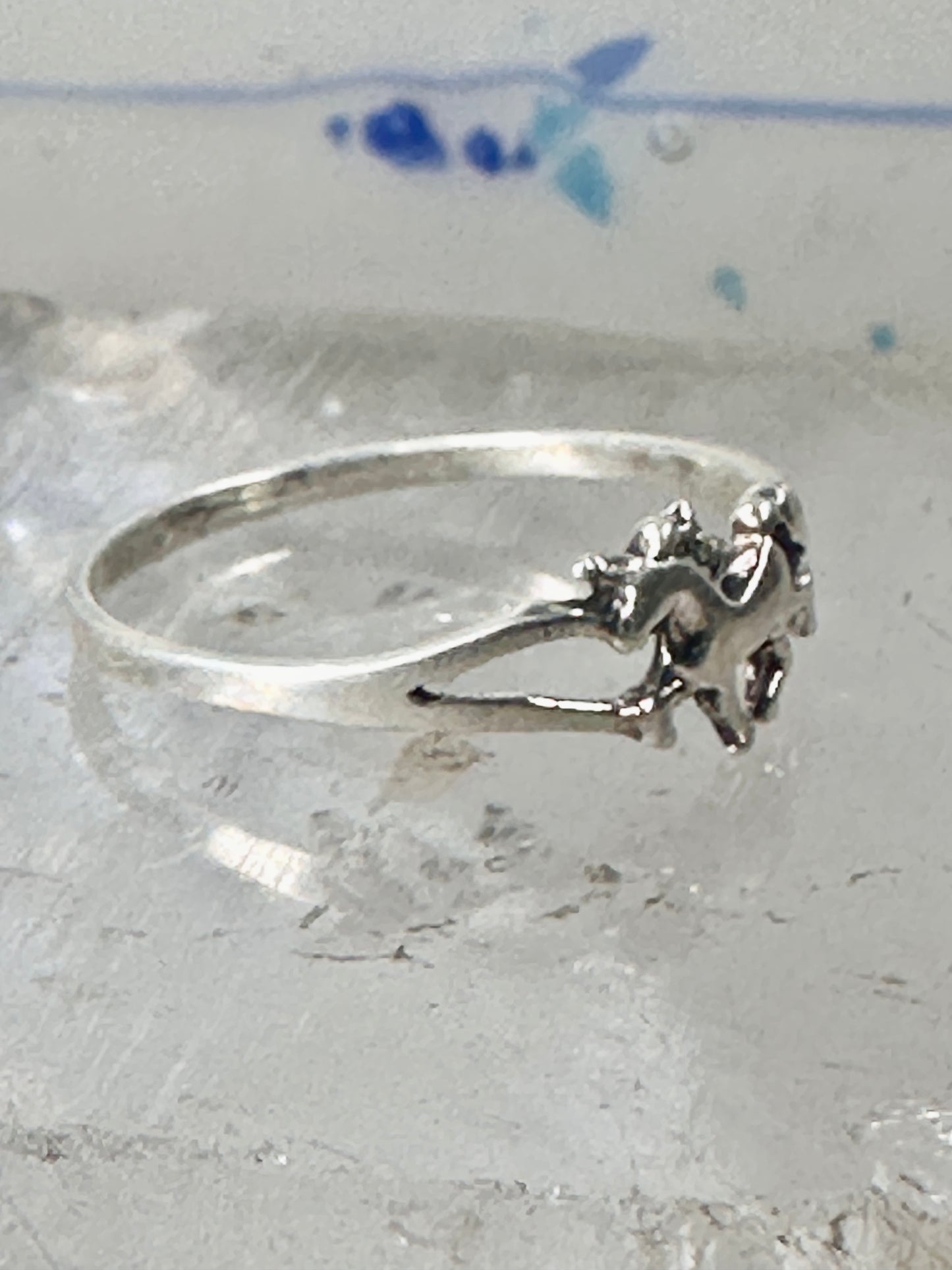 Unicorn ring  horse stacker band size 9 sterling silver women girls