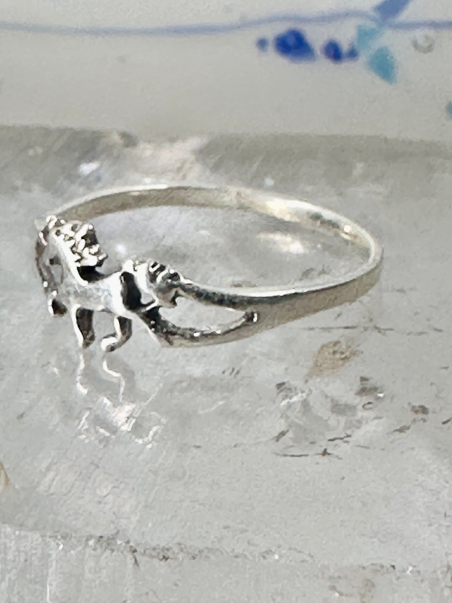 Unicorn ring  horse stacker band size 9 sterling silver women girls