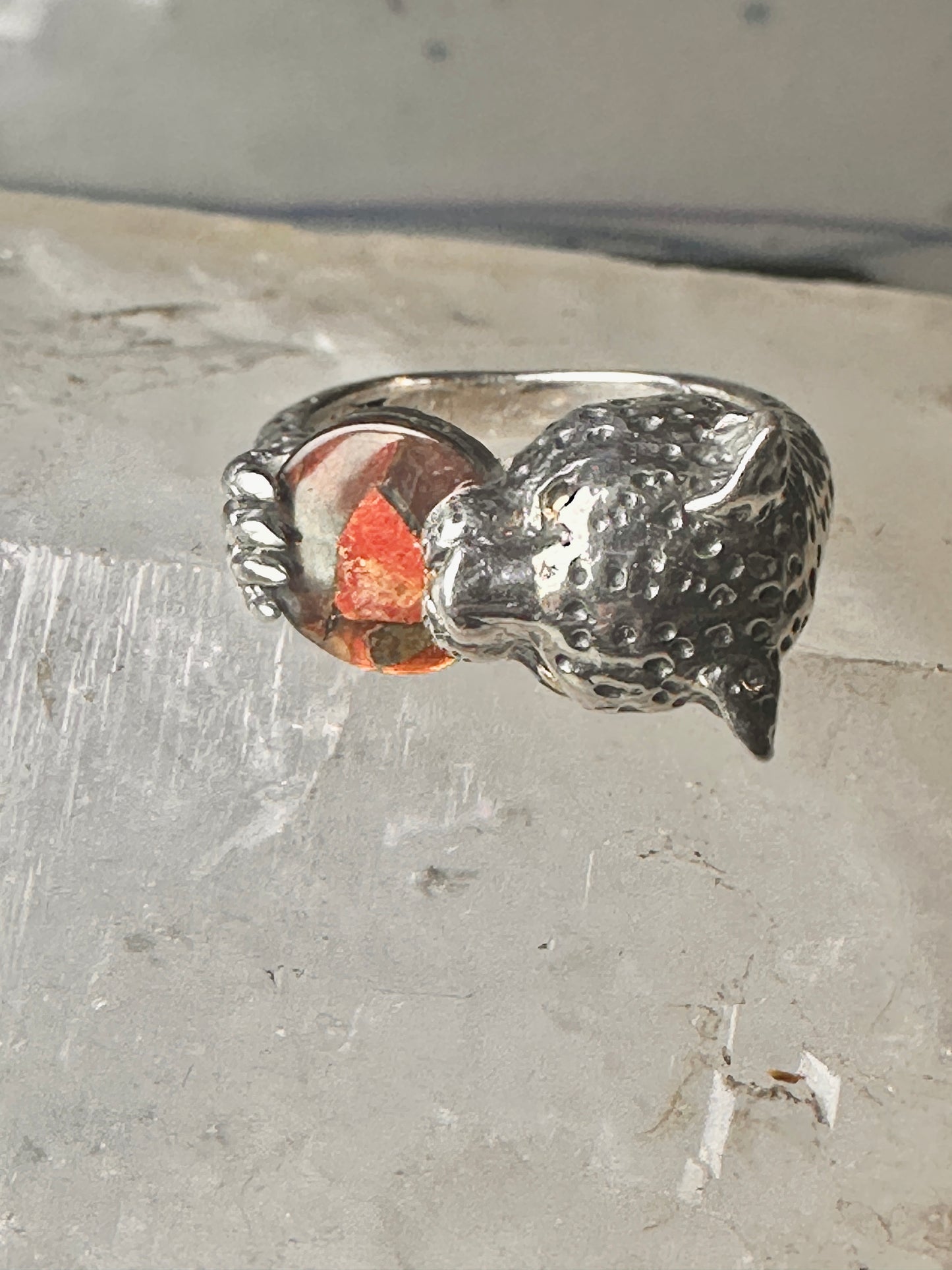 Tiger ring size 8 Sonia Bitton holding stone sterling silver women men signed SB