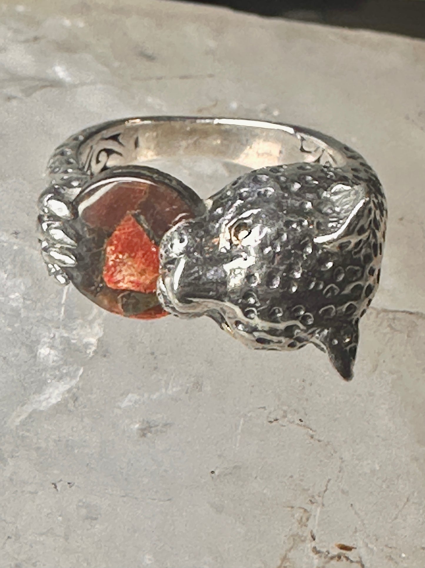 Tiger ring size 8 Sonia Bitton holding stone sterling silver women men signed SB