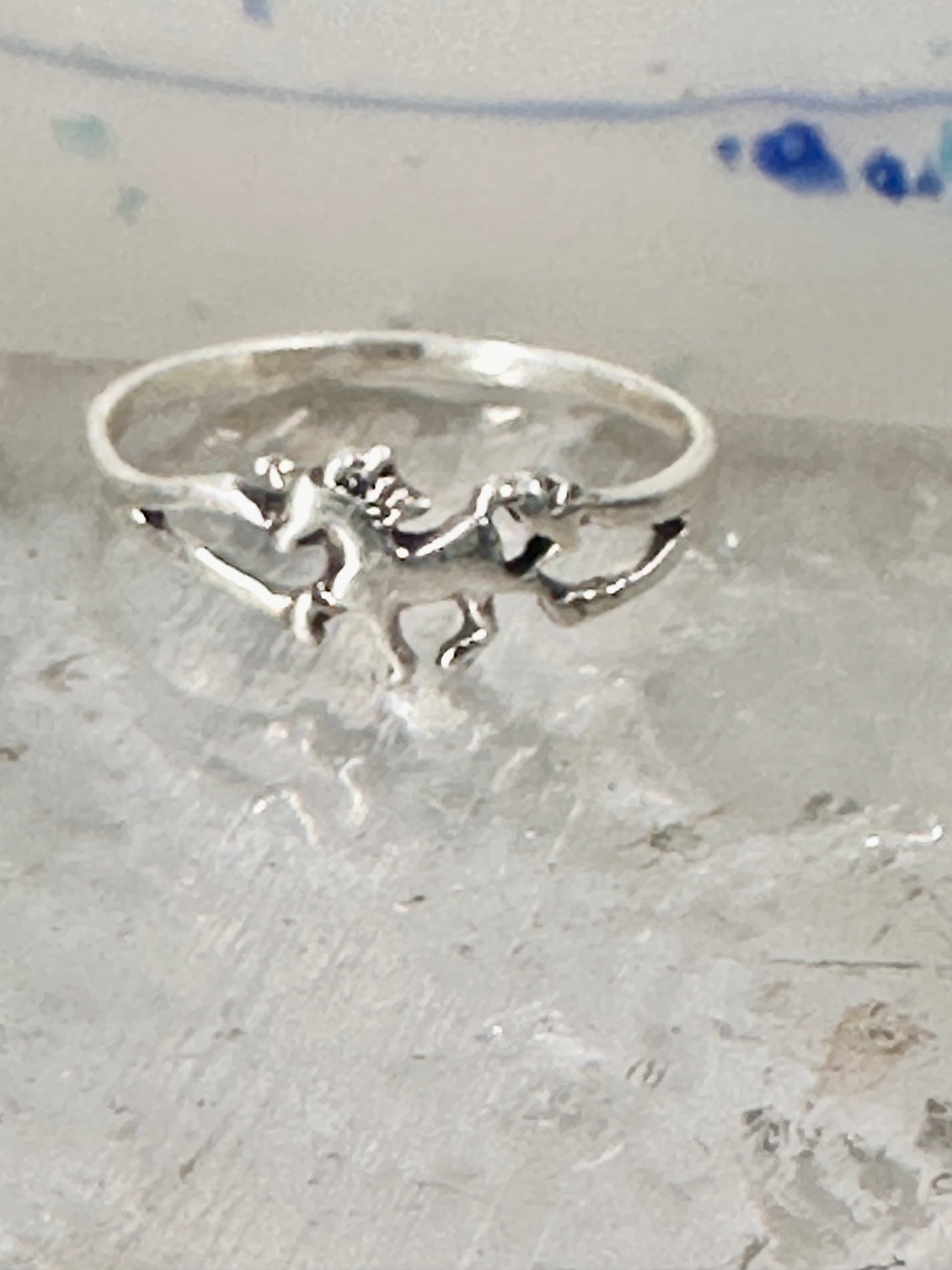 Unicorn ring  horse stacker band size 9 sterling silver women girls