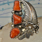 Vintage Sterling Silver Signed D Daniel Benally Navajo Red Coral Flower Ring Size 6.50 925
