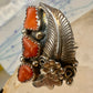 Vintage Sterling Silver Signed D Daniel Benally Navajo Red Coral Flower Ring Size 6.50 925