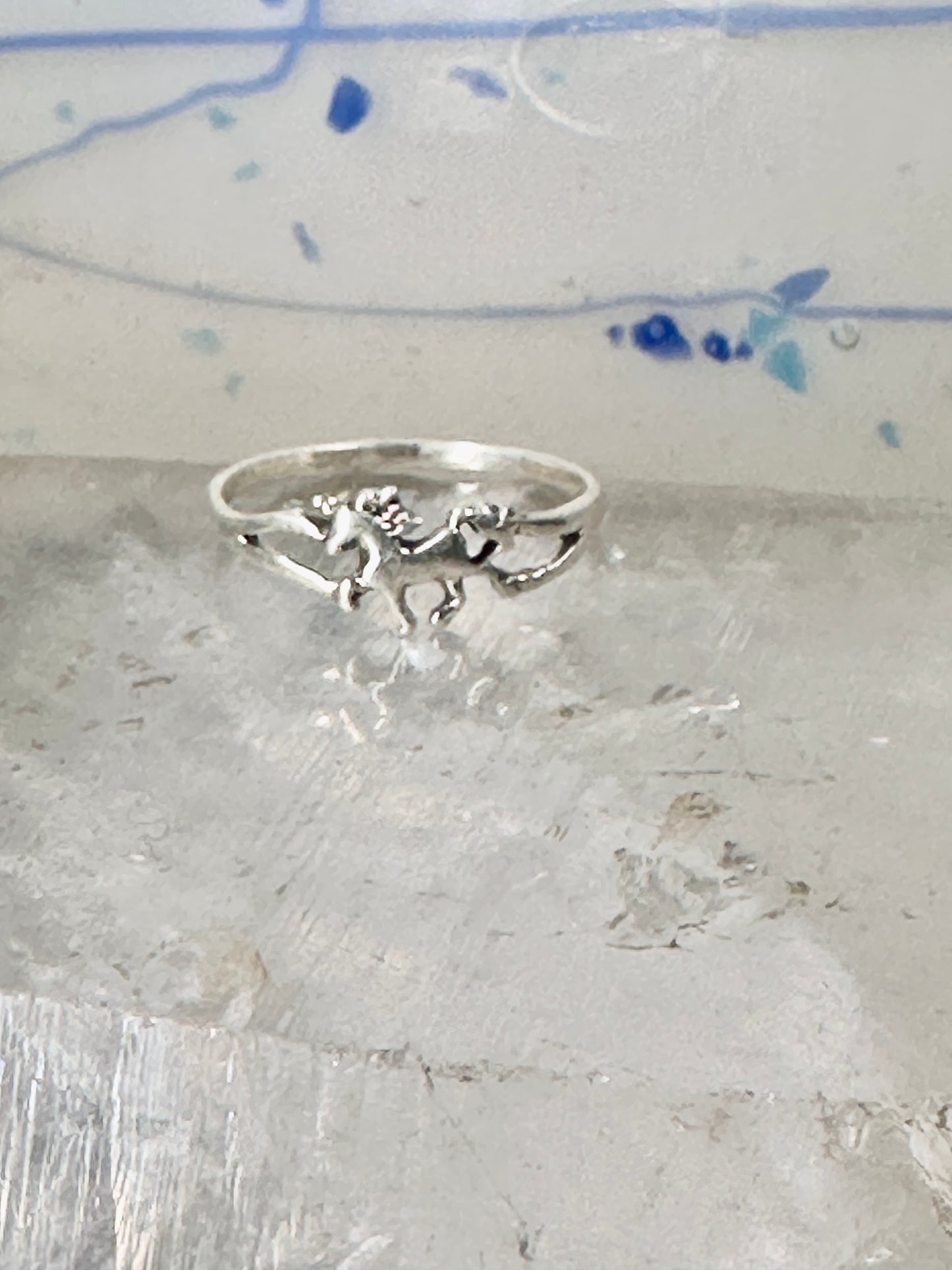 Unicorn ring  horse stacker band size 9 sterling silver women girls