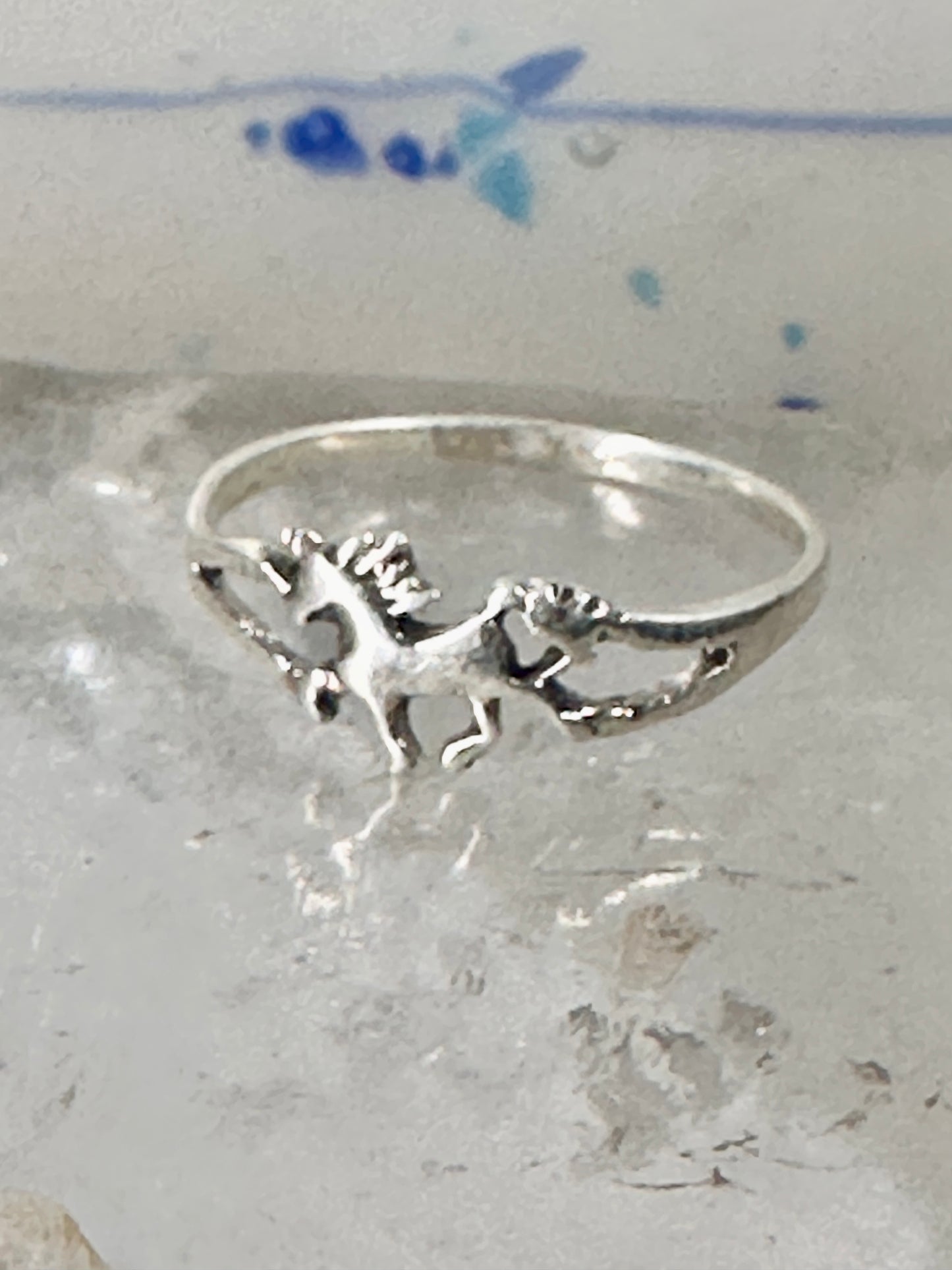 Unicorn ring  horse stacker band size 9 sterling silver women girls