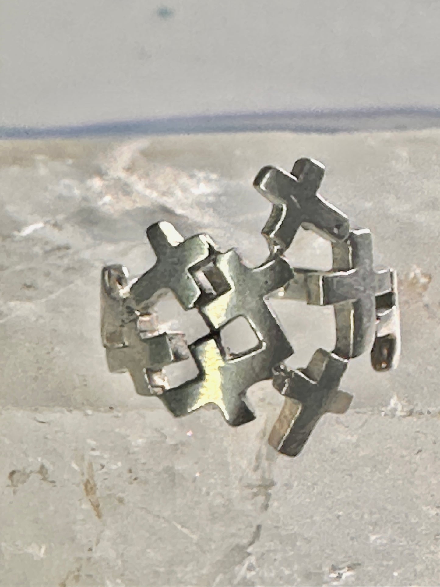 Cross ring size 6.75&nbsp; cross religious band sterling silver women girls