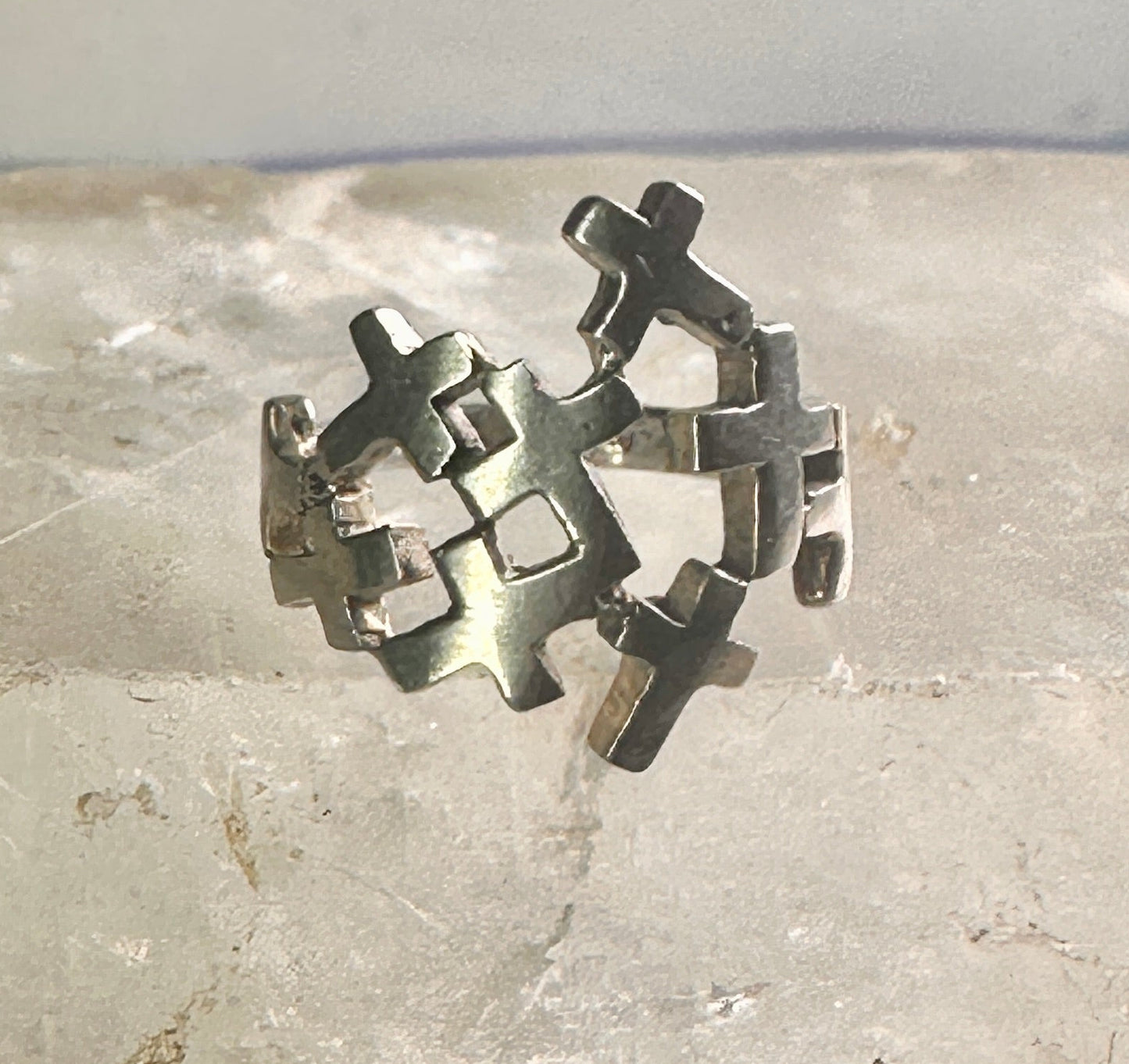 Cross ring size 6.75&nbsp; cross religious band sterling silver women girls