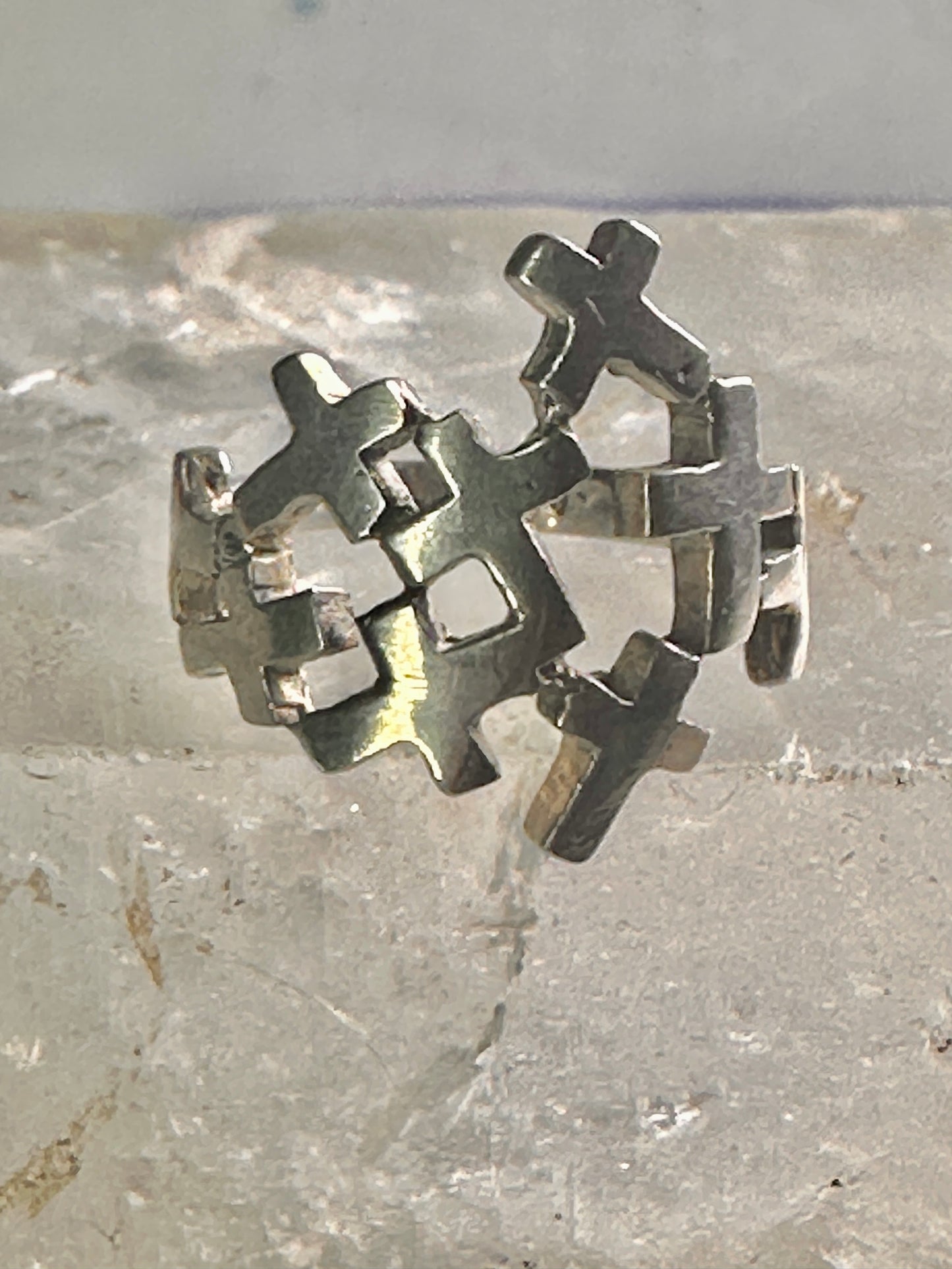 Cross ring size 6.75&nbsp; cross religious band sterling silver women girls