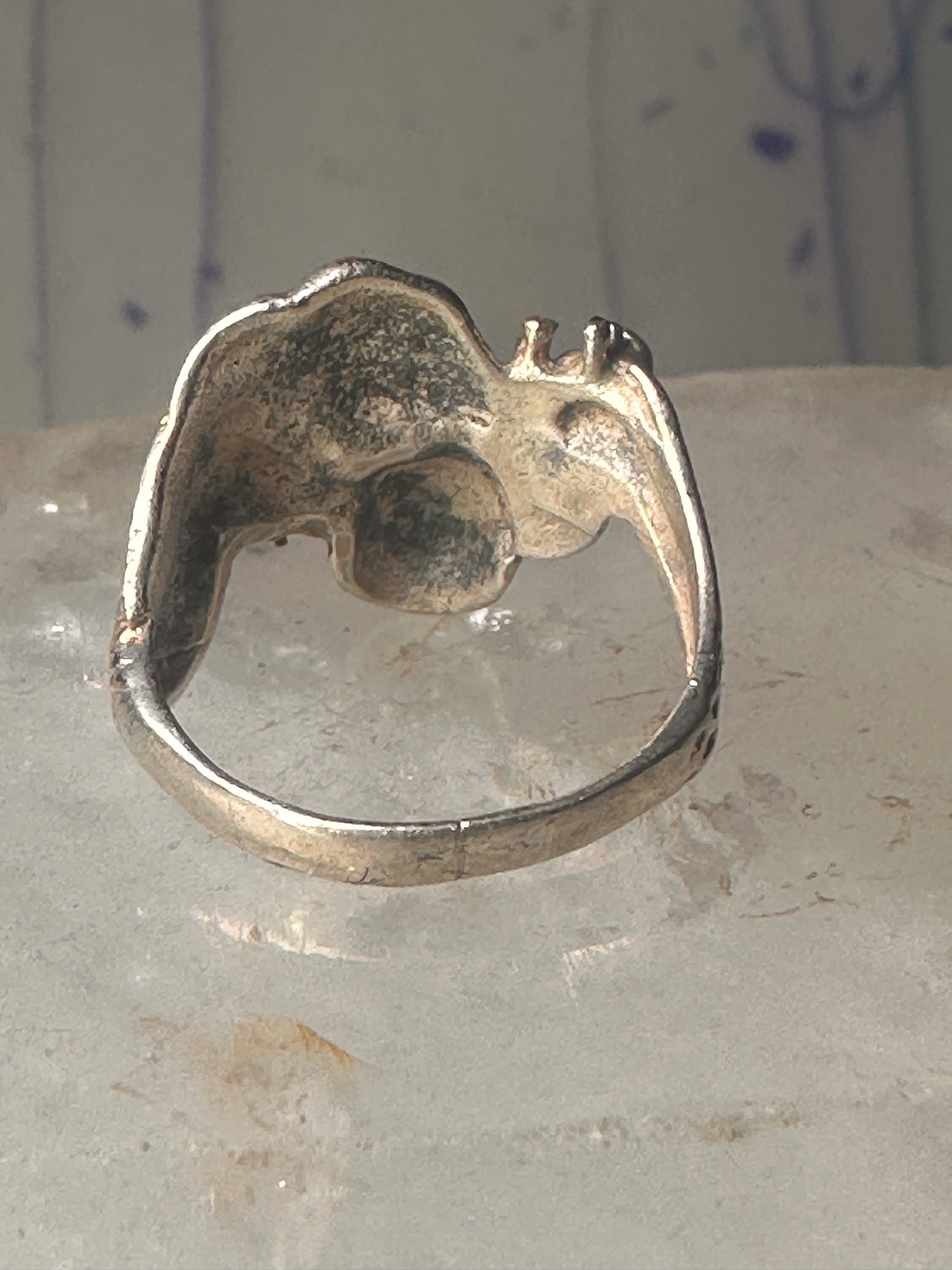 Vintage Safari ring Elephant Zebra Giraffe Lion band size 6.5 sterling silver women