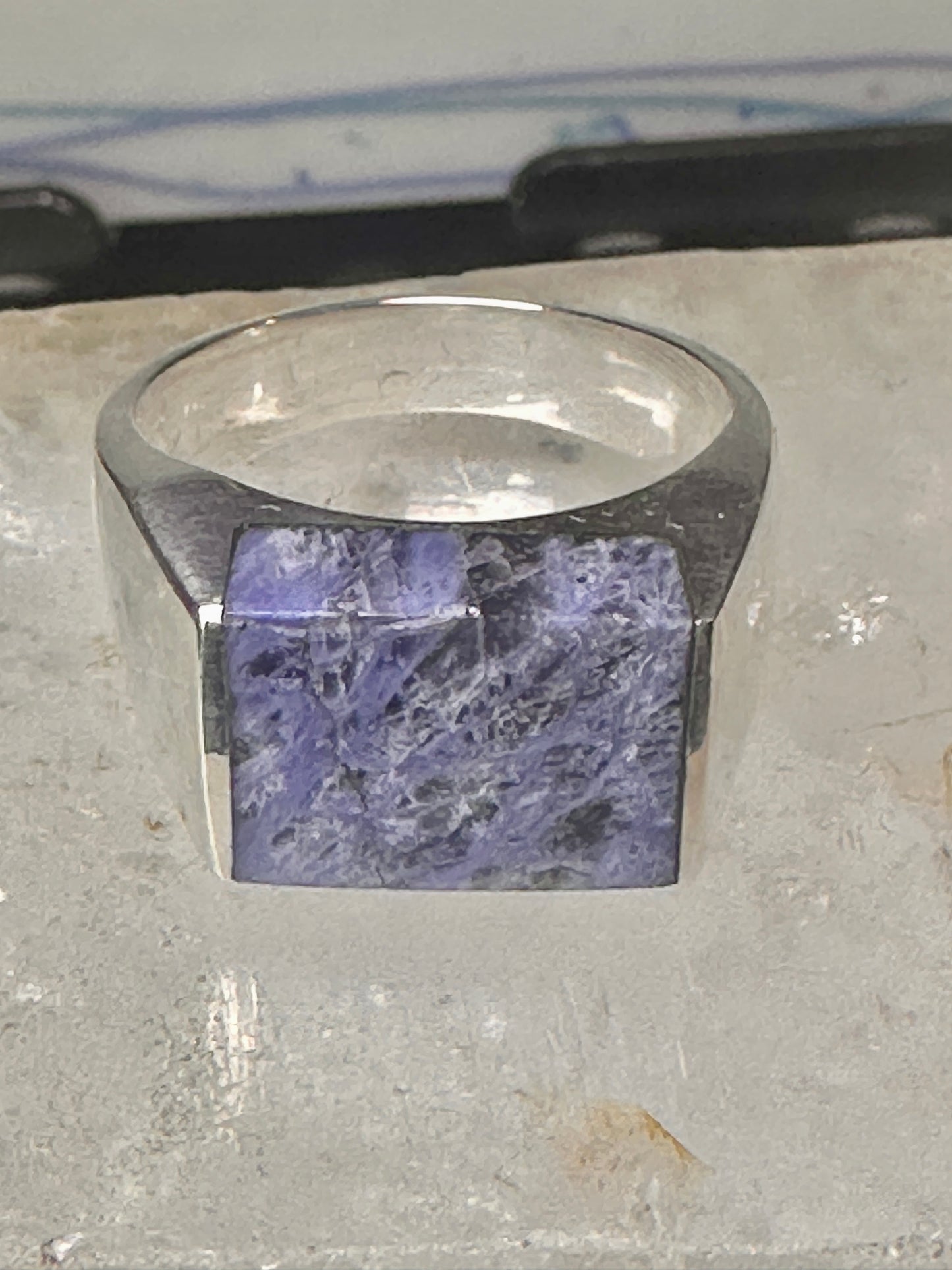 Sodalite ring size 12 southwestern sterling silver women men