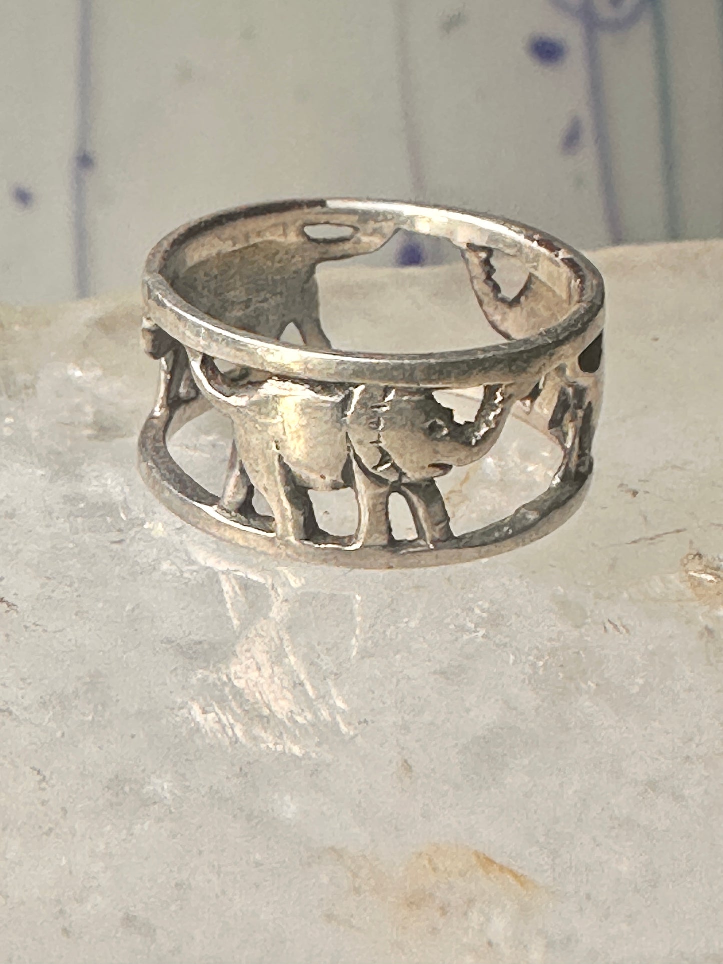 Vintage ring Elephant band size 5 sterling silver women girls pinky