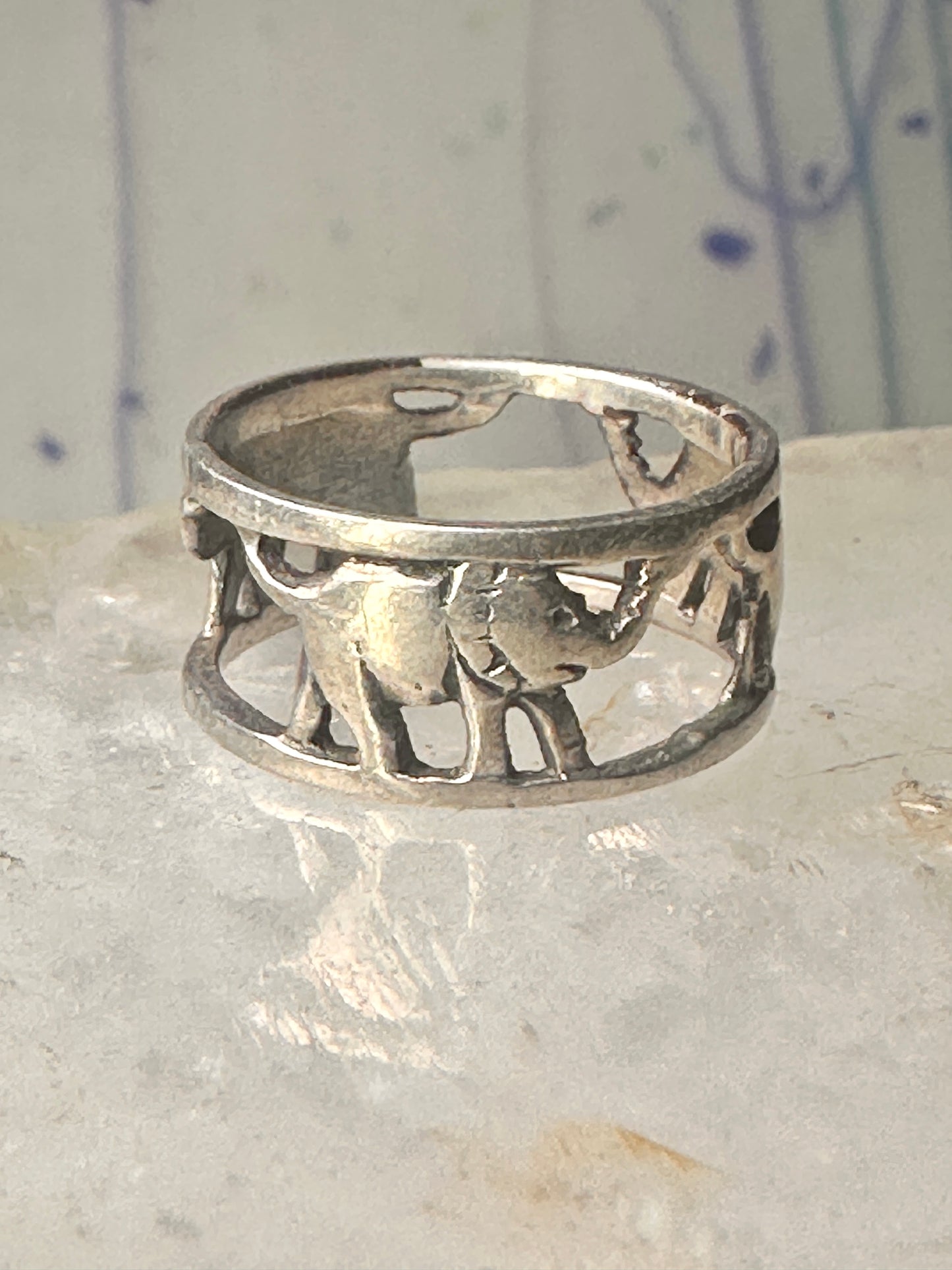 Vintage ring Elephant band size 5 sterling silver women girls pinky