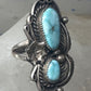 Navajo ring Turquoise leaves squash blossom sterling silver size 5.50 women girls
