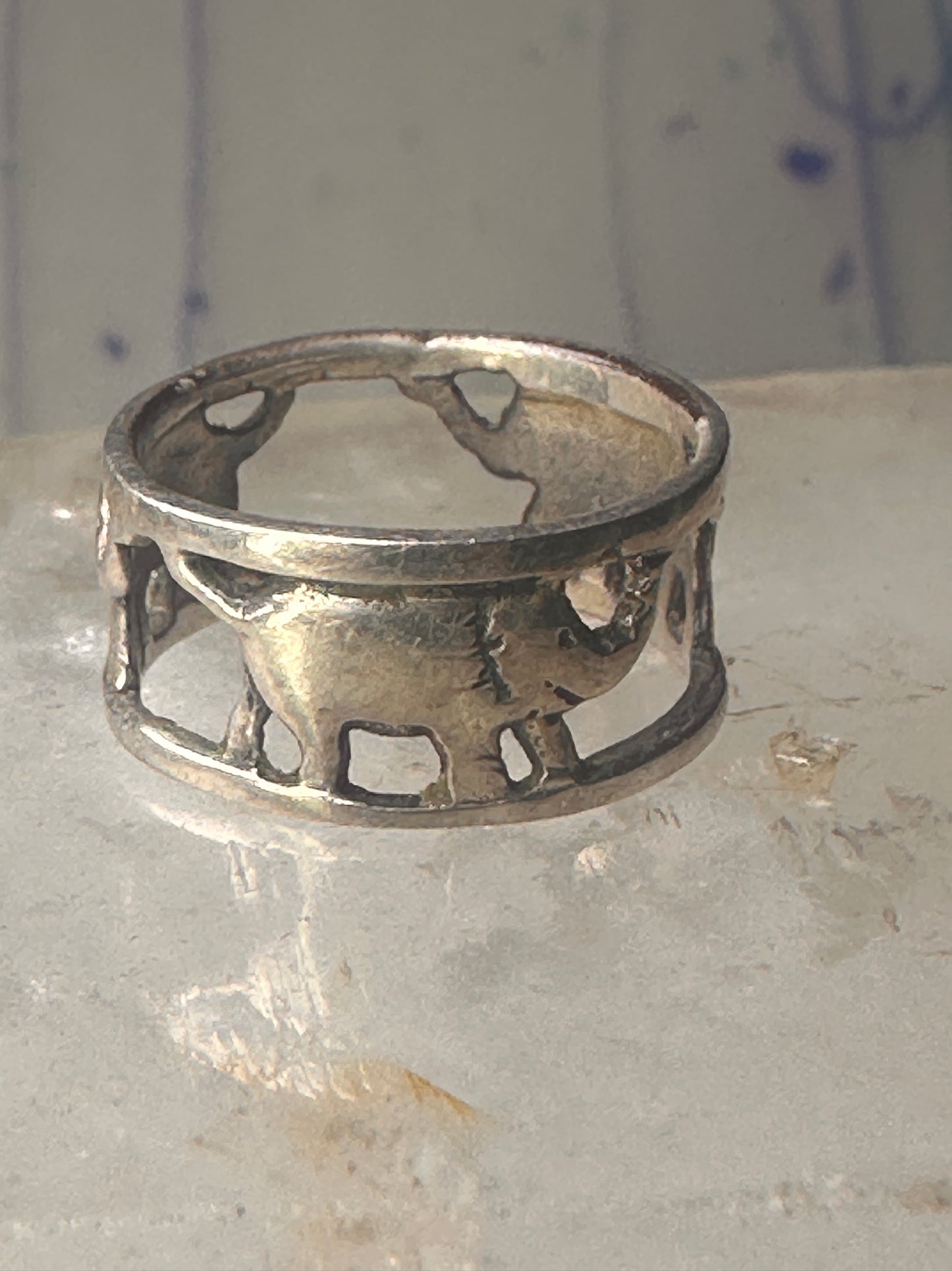 Vintage ring Elephant band size 5 sterling silver women girls pinky