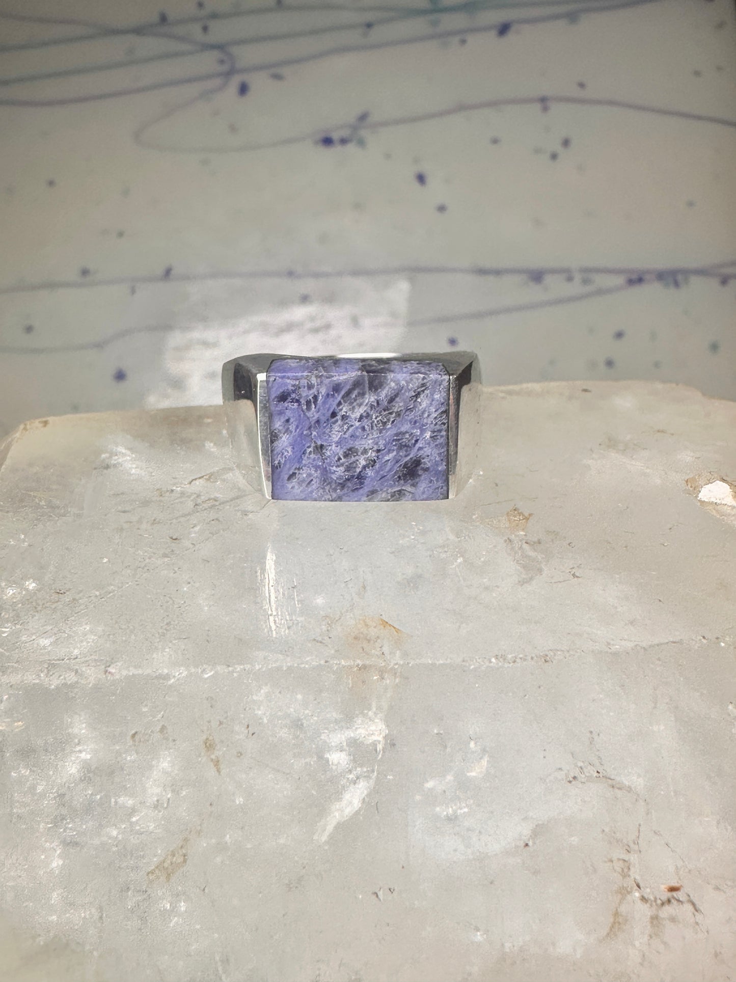 Sodalite ring size 12 southwestern sterling silver women men