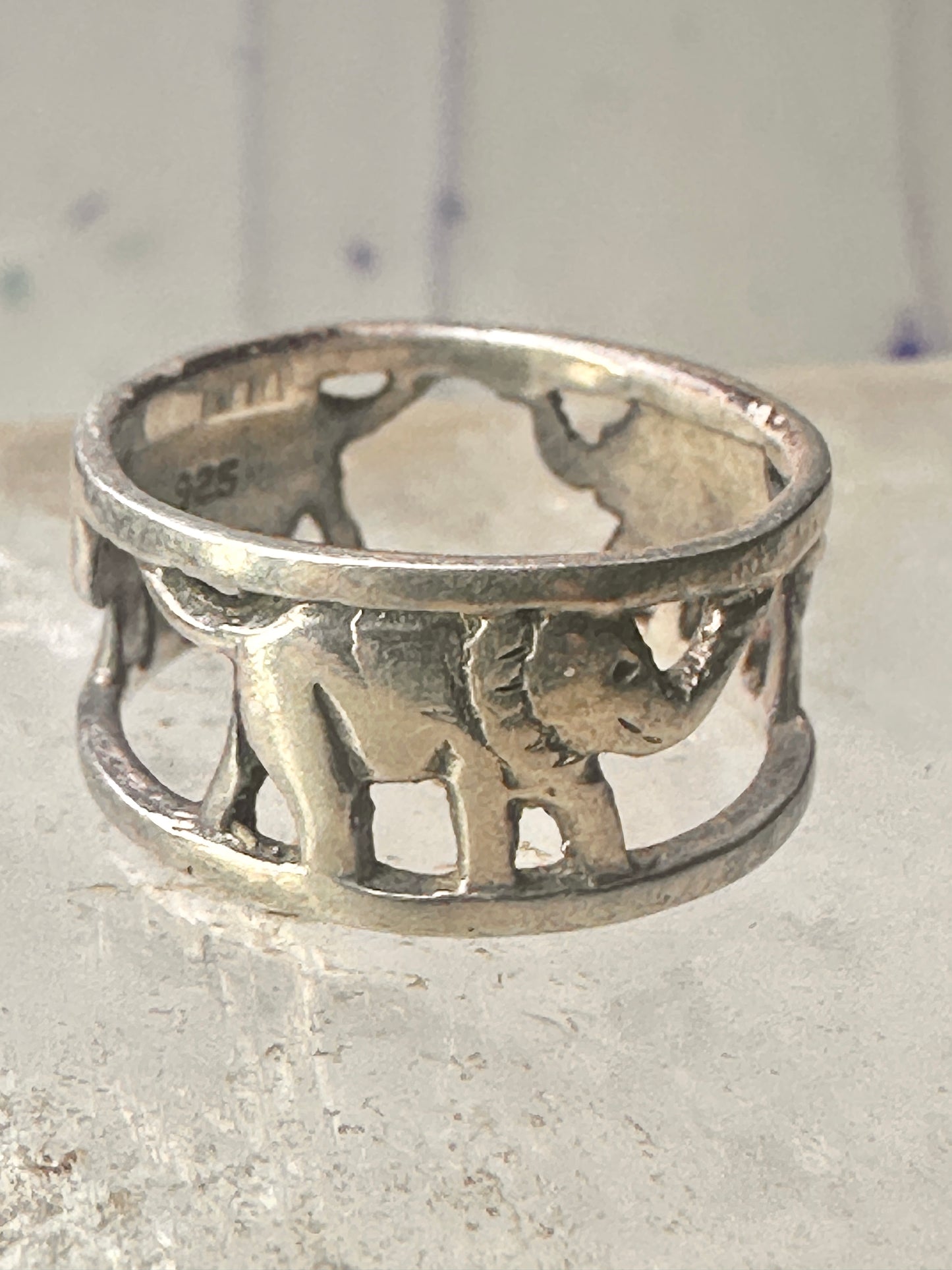 Vintage ring Elephant band size 5 sterling silver women girls pinky