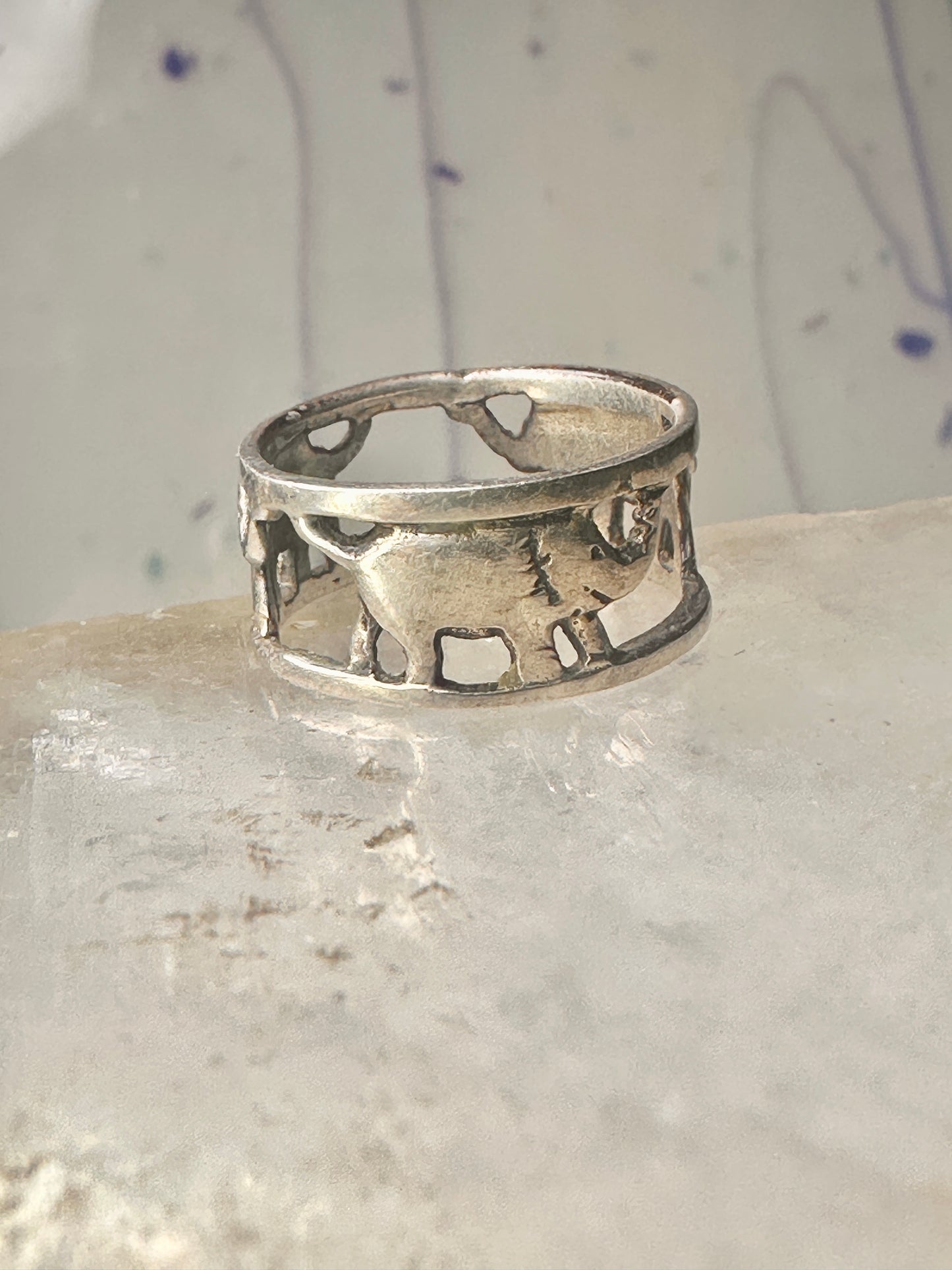 Vintage ring Elephant band size 5 sterling silver women girls pinky