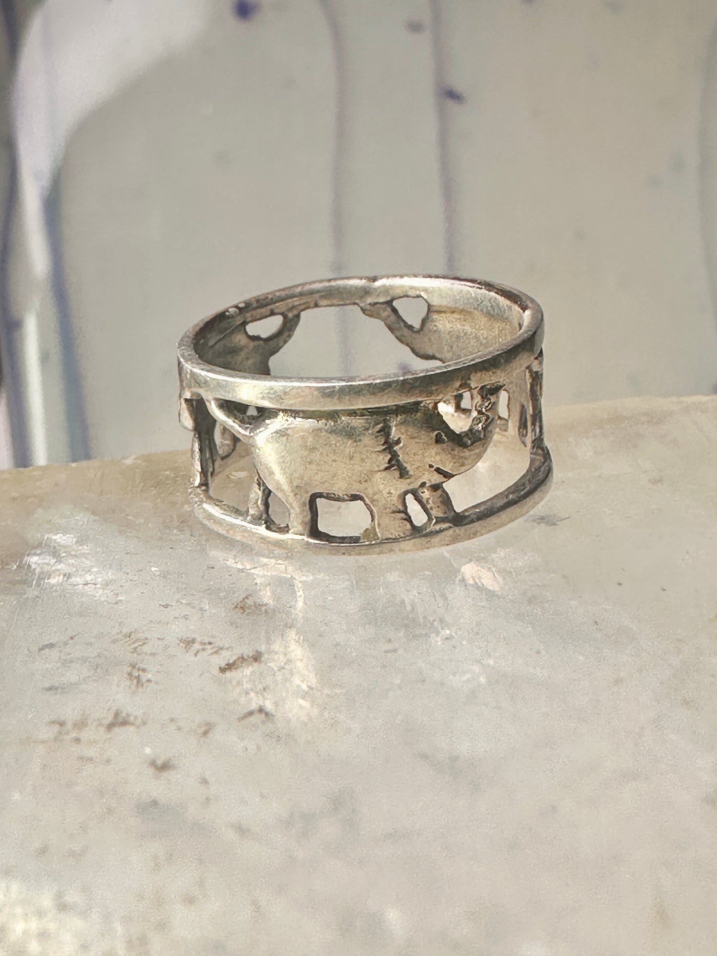 Vintage ring Elephant band size 5 sterling silver women girls pinky