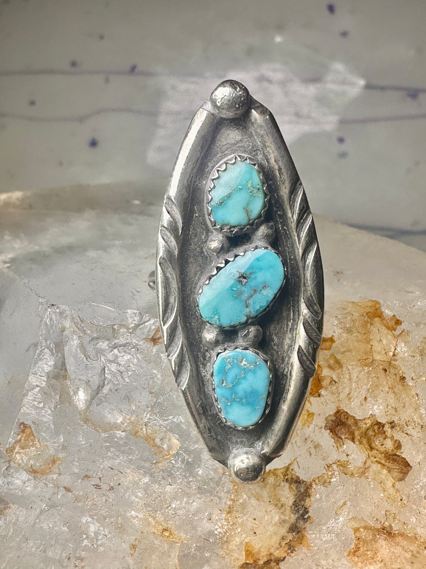 Long Navajo ring size 5.50 turquoise sterling silver women men