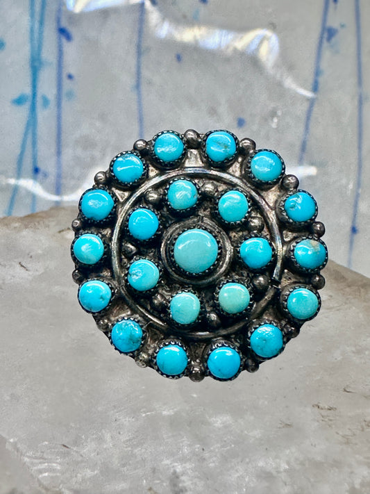 Zuni ring turquoise petite point size 7.25 sterling silver women