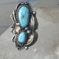 Navajo ring Turquoise leaves squash blossom sterling silver size 5.50 women girls