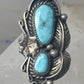 Navajo ring Turquoise leaves squash blossom sterling silver size 5.50 women girls