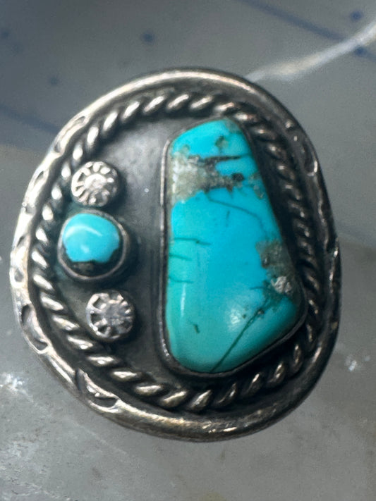 Turquoise ring Navajo Size 6.75 Sterling Silver women