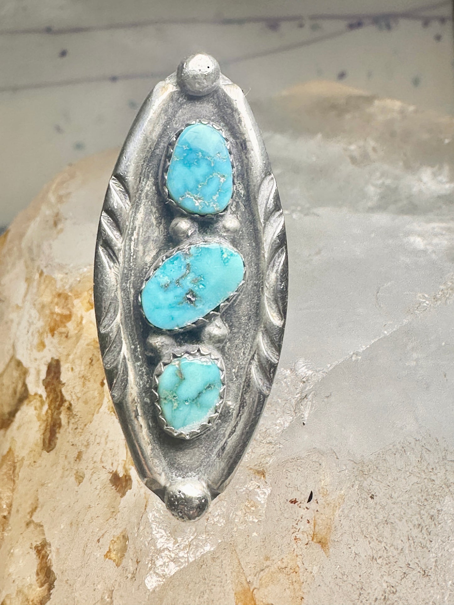 Long Navajo ring size 5.50 turquoise sterling silver women men