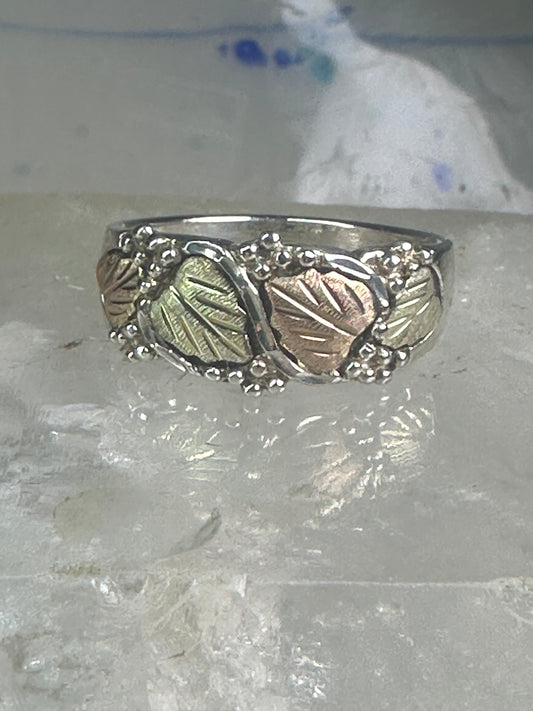 Black Hills Gold Ring wedding leaves band size 8.75 sterling silver women men