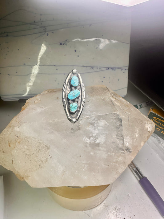 Long Navajo ring size 5.50 turquoise sterling silver women men
