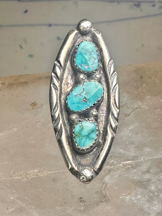 Long Navajo ring size 5.50 turquoise sterling silver women men