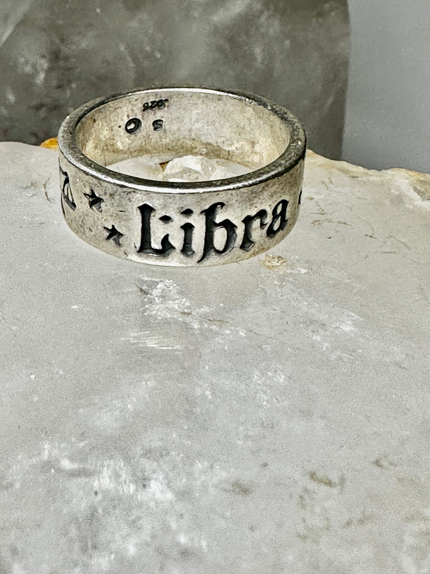 Libra ring scale of Justice band Lawyer Astrology sterling silver Birthday size 8.50 women men