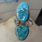 Long Navajo ring Turquoise rope design sterling silver size 8.25 women