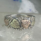 Black Hills Gold Ring wedding leaves band size 8.75 sterling silver women men