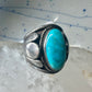 Turquoise ring Navajo Size 11.75 scalloped edge Sterling Silver women men