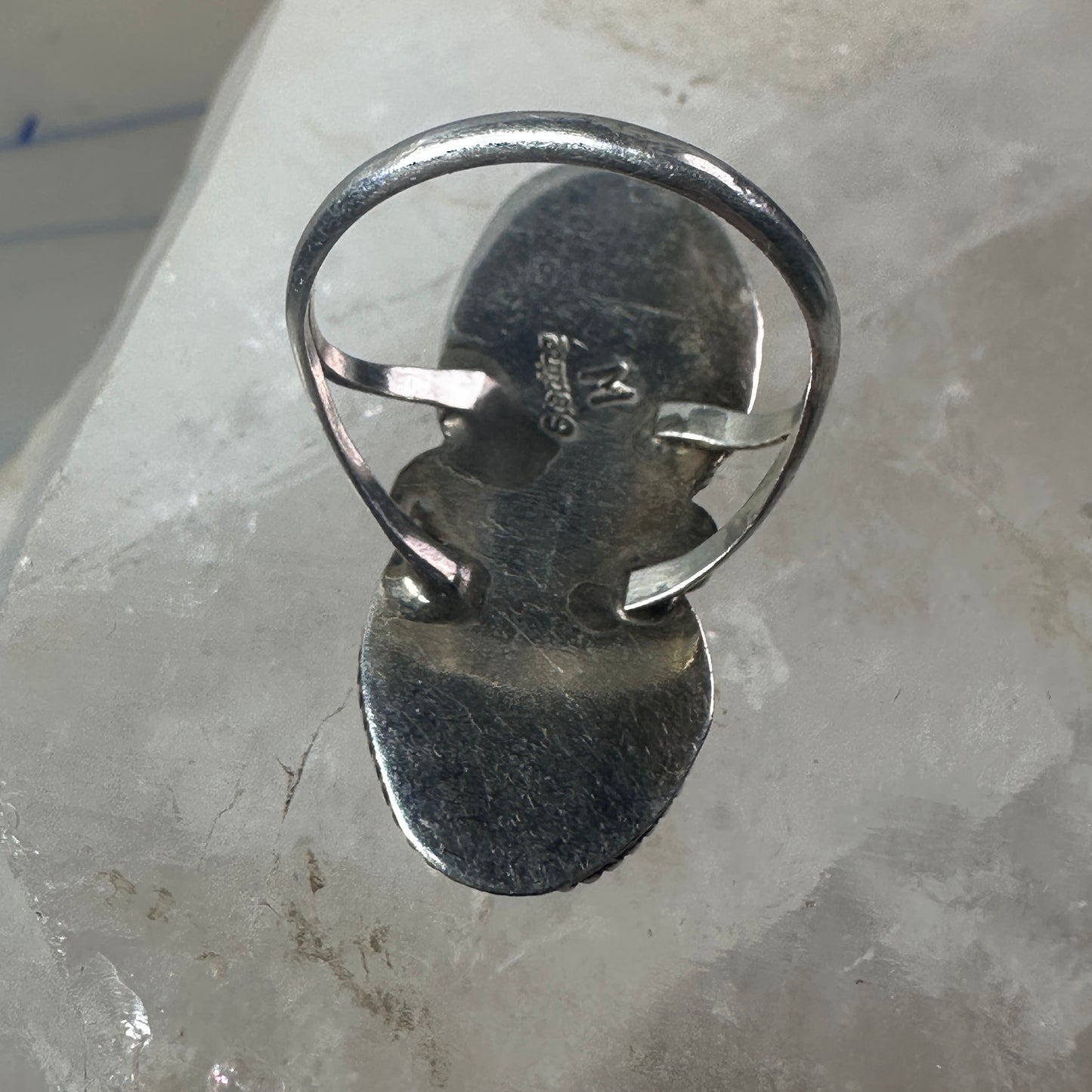 Long Navajo ring Turquoise rope design sterling silver size 8.25 women