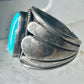 Turquoise ring Navajo Size 11.75 scalloped edge Sterling Silver women men