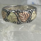Black Hills Gold Ring wedding leaves band size 13.50 sterling silver women men