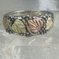 Black Hills Gold Ring wedding leaves band size 13.50 sterling silver women men