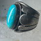 Turquoise ring Navajo Size 11.75 scalloped edge Sterling Silver women men