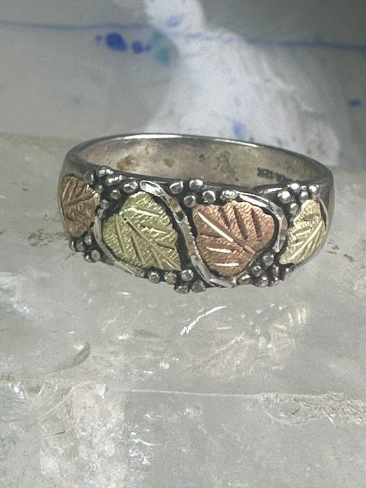 Black Hills Gold Ring wedding leaves band size 13.50 sterling silver women men