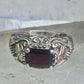 Black Hills Gold ring wedding band garnet leaves size_5.5 sterling silver women
